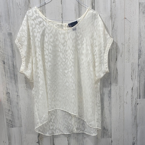 Lane Bryant Tops - Lane Bryant Cream/Off White Animal Print Blouse